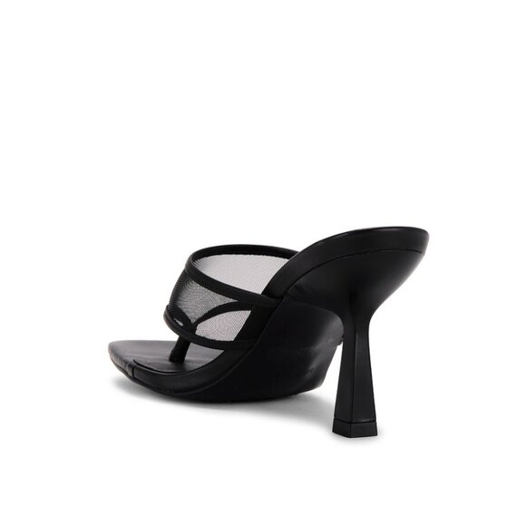 Steve Madden Rabin-M Heel in Black Leather Thong Heeled Flip Flop Sandal Heels - Picture 3 of 14